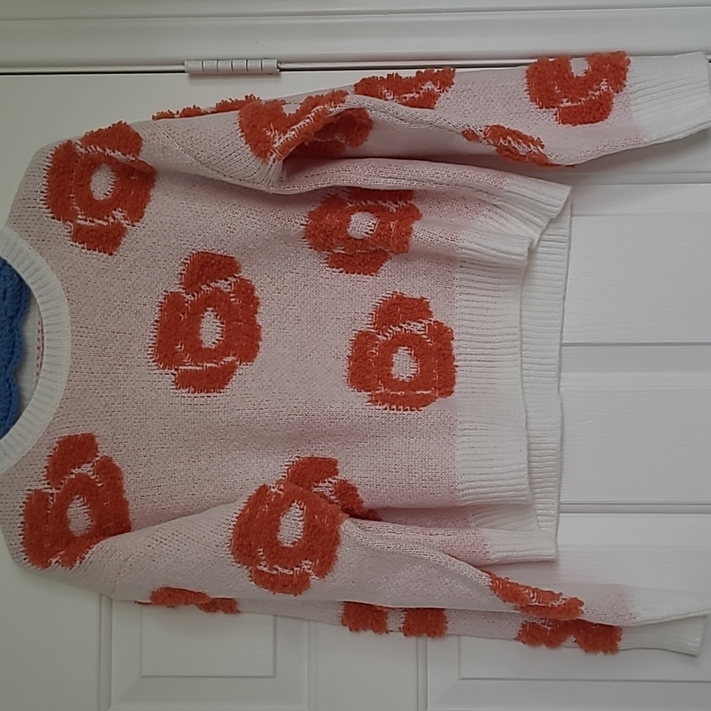 Orange and White Spring Sweater